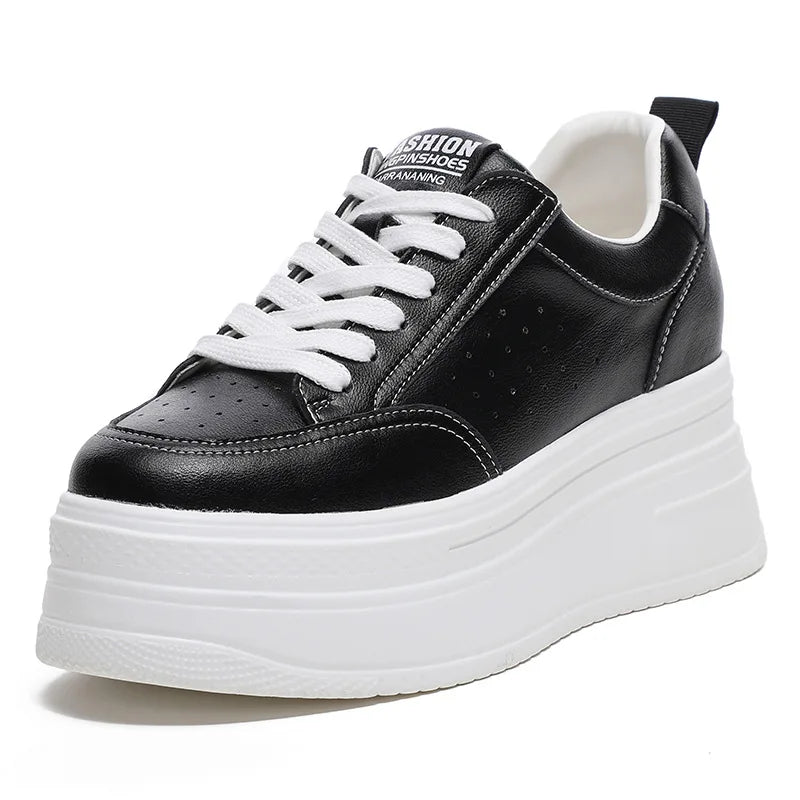 Fujin 8cm Genuine Leather Women Casual Shoes Chunky Sneakers Platform Wedge Heel Women Leisure Shoes Fall Winter Sneaker Women