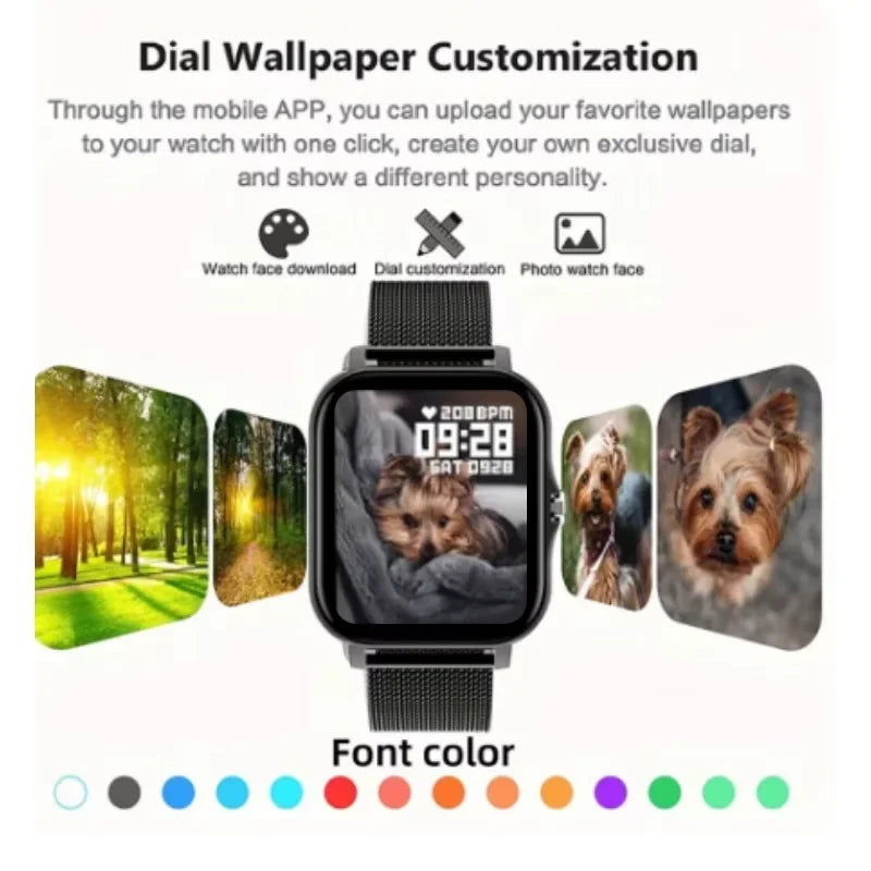 LAXASFIT 2025 Smart Watch Android IOS Bluetooth Talk Heart Rate Monitor Sleep Record Sports Smart Watch Ladies Men Gift